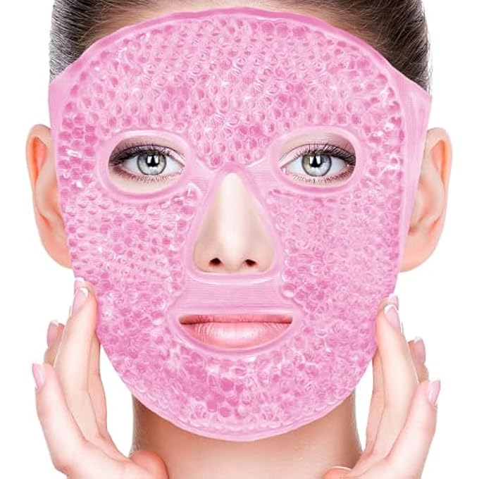 CONBELLA COLD FACE EYE MASKS ICE FACE MASK HOT COLD COMPRESS FOR DARK CIRCLES,PUFFINESS,MIGRAINES,HEADACHE, STRESS, REDNESS, COOLING FACE MASKS FOR WOMEN MAN,SKIN CARE. - Image 1